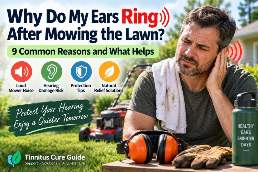 why do my ears ring after mowing the lawn